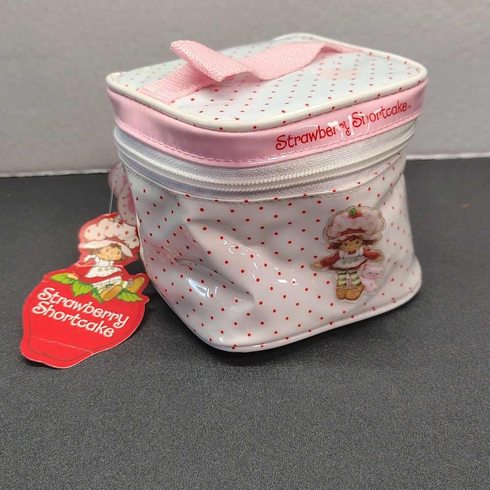 Strawberry Shortcake Makeup Bag White y2k Polka Dot Cosmetic Case